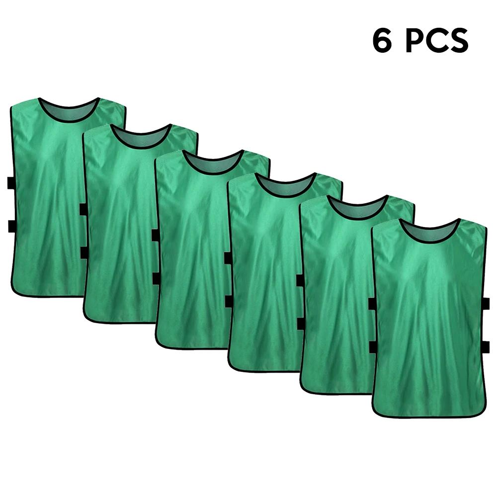 grass green Новинка, 6 шт., детские футбольные пинни, быстросохнущие футбольные майки, Молодежный спортивный костюм, командные тренировочные нагрудники, спортивный жилет, нагрудники для футбола - Цвет: grass green