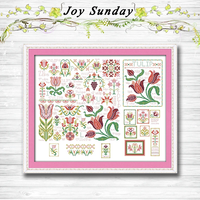 

Dream of tulips colorful flower painting 14CT 11CT counted cross stitch kits embroidery set Needlework Set chinese cross stitch