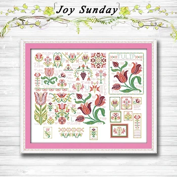 

Dream of tulips colorful flower painting 14CT 11CT counted cross stitch kits embroidery set Needlework Set chinese cross stitch