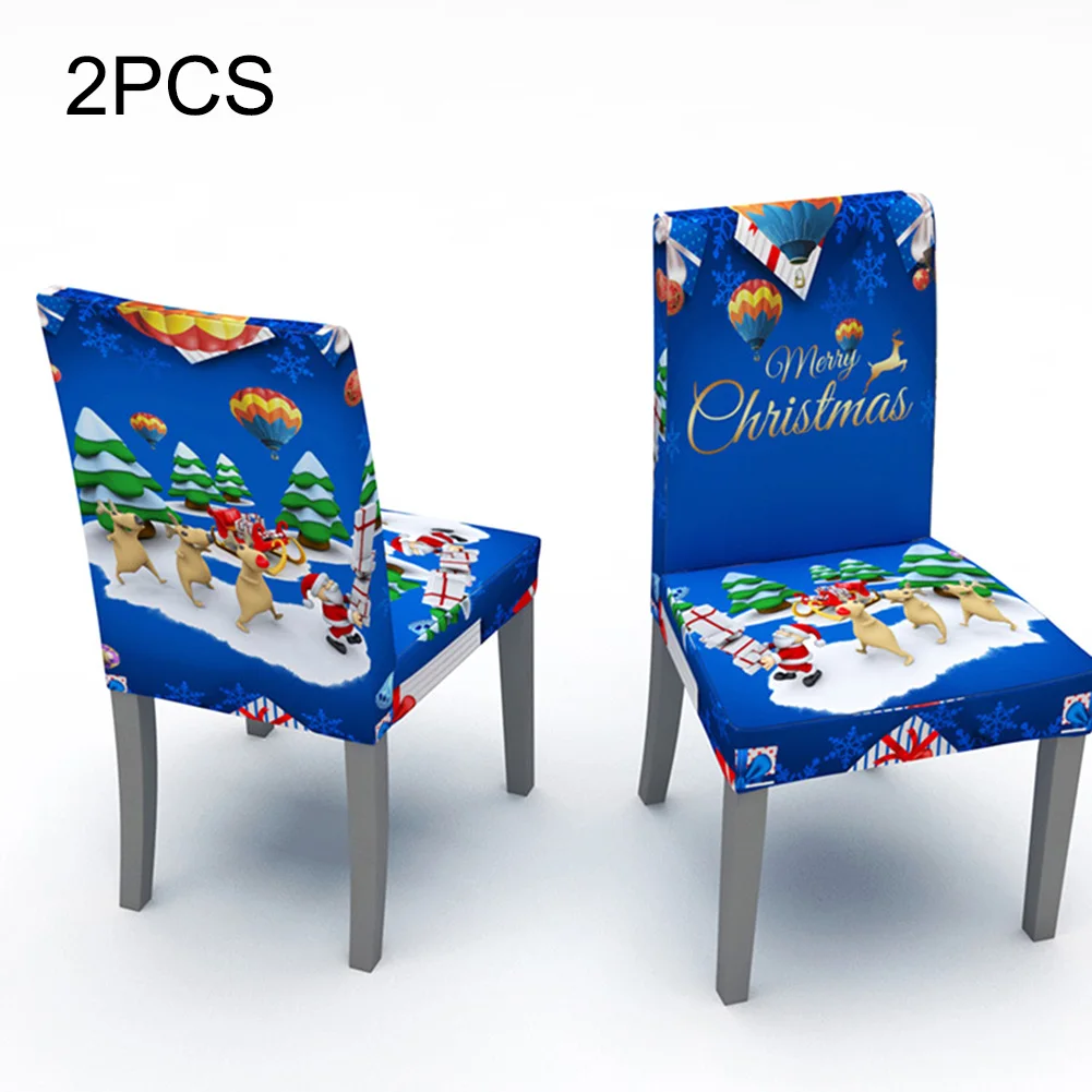 2 шт., рождественские чехлы на стулья, большие эластичные чехлы на стулья, рождественские тянущиеся чехлы на стулья с высокой спинкой для рождественского банкета, вечерние чехлы - Цвет: A9