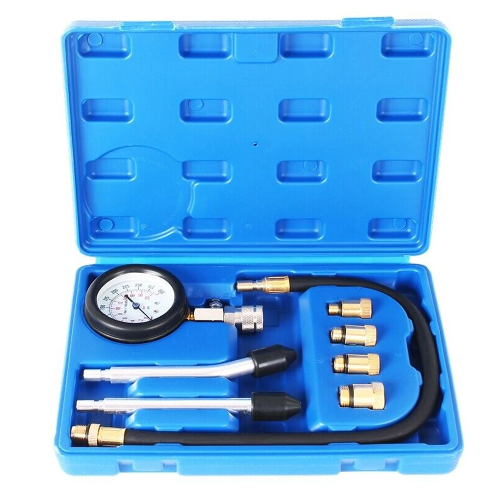 

Car Gasoline Engine Compression Tester 0-300 PSI Bar For Car Motorcycles Measure Tool 4 Brass Adapter Brass Rubber PVC