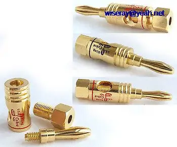 

DHL/EMS 50pcs Gold 4MM Banana Plug for BINDING POST Power Test Probes Screw Fixed-A7