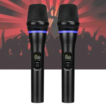 

Singing Microphone Set UHF Bluetooth Church Dual Party Dynamic Rechargeable Karaoke Professional With Display Handheld Speech