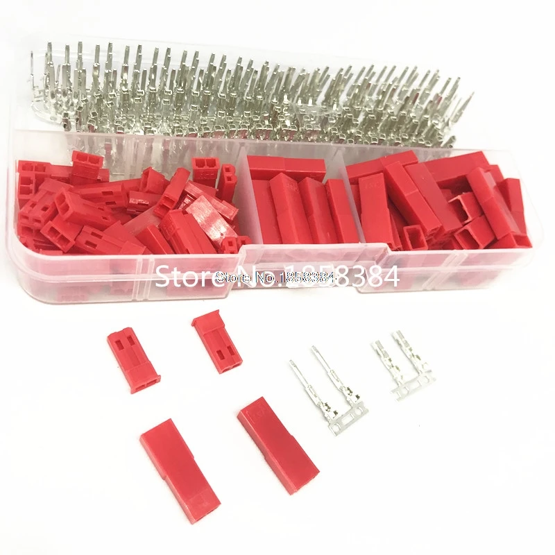 

2.54mm JST SYP 2p Female & Male Red Plug Housing Crimp Terminal Connector Kit JST-SYP-2A 300Pcs (50set) for RC Lipo Battery
