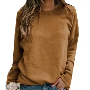 

Plus Size Solid Color Crew Neck Long Sleeve Sweatshirt Women Basic Pullover