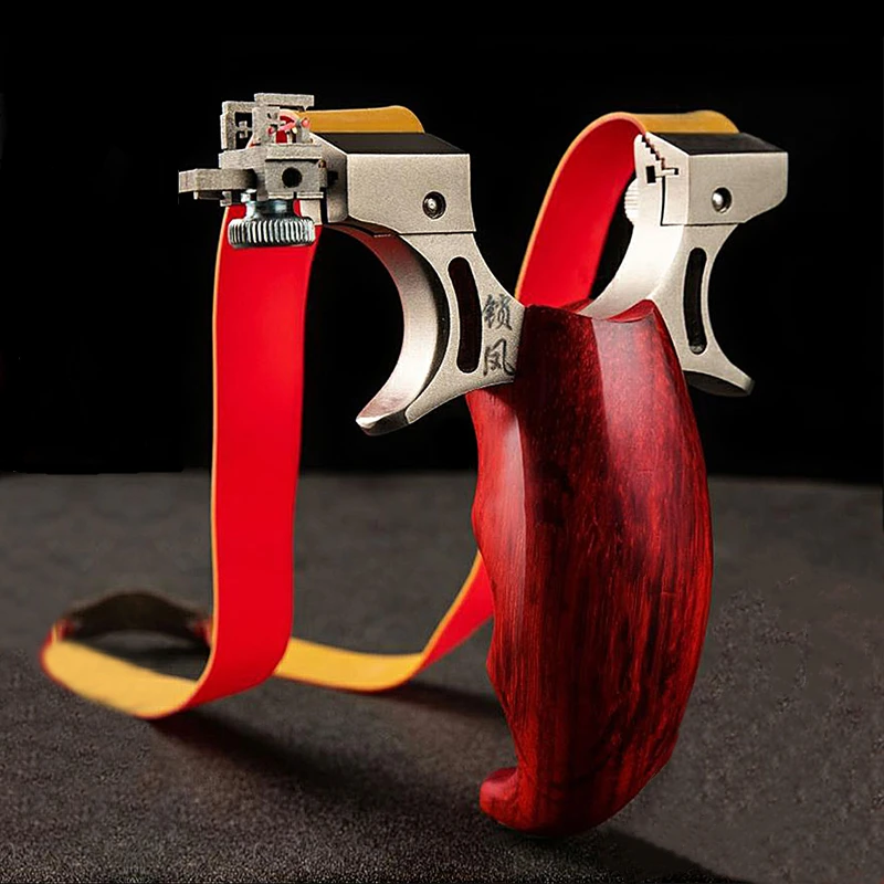 New Catapult Outdoor Hunting Power Slingshot with Titanium Sight Flat Rubber Bands Slingshot Wood Handles Stainless Steel|Bow & Arrow| - AliExpress