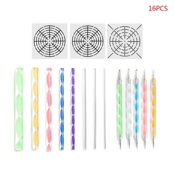 

16pcs/set Mandala Dotting Tools Kit for Painting Rock Stone Pottery Rod Stencil T3LB