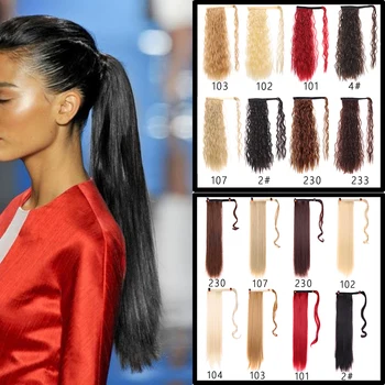 

MUMUPI Straight Synthetic Clip in wrap Ponytail Hairpieces for Women‘s girl thin Hair Extension High Temperature Fiber