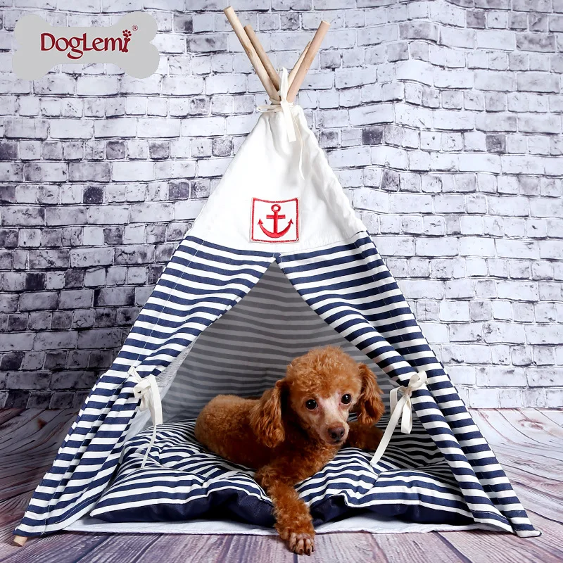 

Washable Stripes Pet Tent Amazon Kennel mu gou wu Small Body Size Dog House Summer Cat Nest Pet Bed