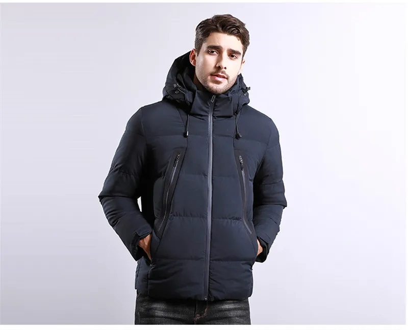 Color: Black Gray Dark blue Winter New Men's Hooded Cotton coat Men's Outdoor Windproof Thick Short Cotton clothing
