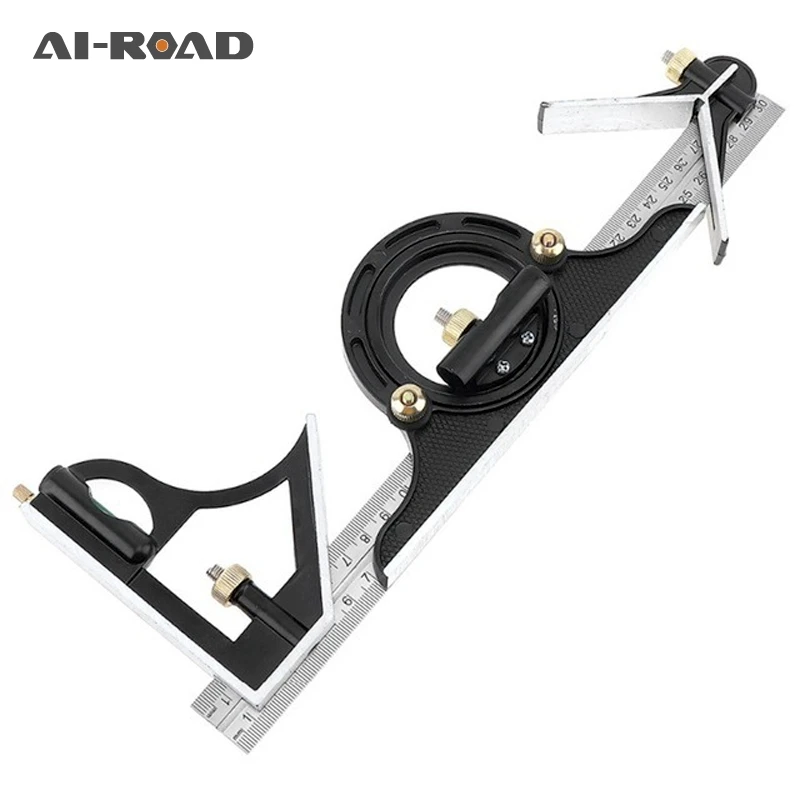 300MM professional carpenter tools Combination Square Ruler Stainless Steel protractor Multi-functi