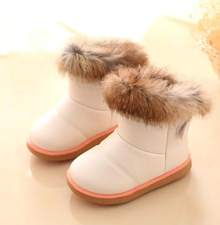 Baby Snow Boot Children Winter Shoes Fur Warm Girl Fashion Ankle Boot Kid Soft Leather Boots Baby Cotton Shoes Waterproof B160