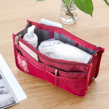 

Women Document Organizer Insert Handbag Waterproof Storage Bags Foldable Zip Purse Passport Cover Cosmetics Suitcase Accessories