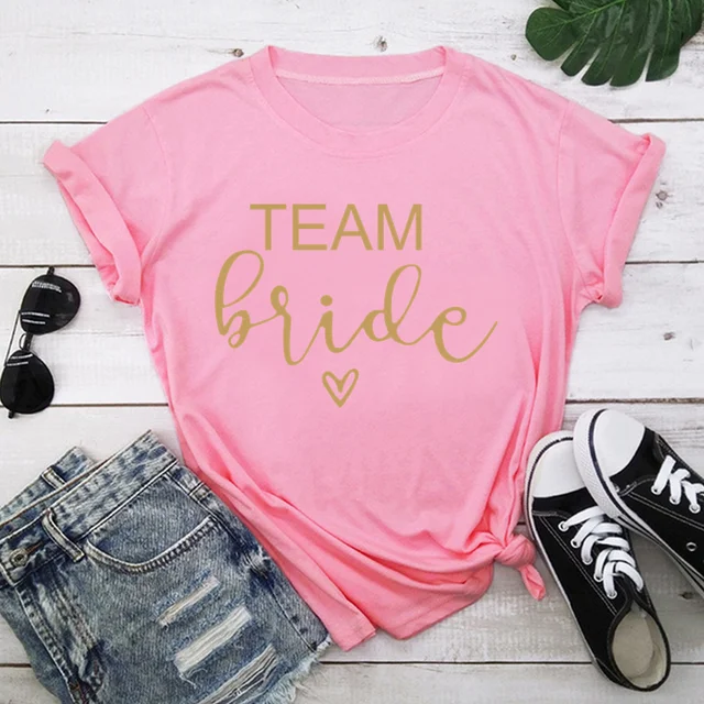 bachelorette team bride t shirt estonian wedding party ulzzang t-shirt cato women's tea bride short women tops drop ship PInk-1