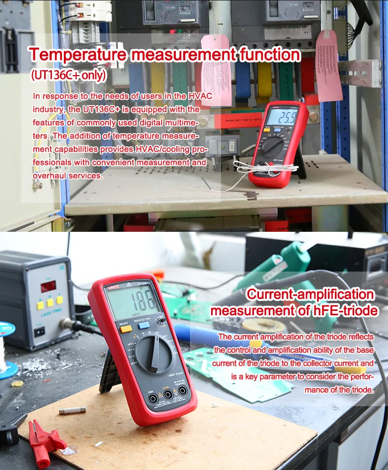 UNI-T UT136B+ цифровой мультиметр с автоматическим диапазоном AC/DC 1000 В/10A DMM Ом Сопротивление емкости Частота Диод тестер