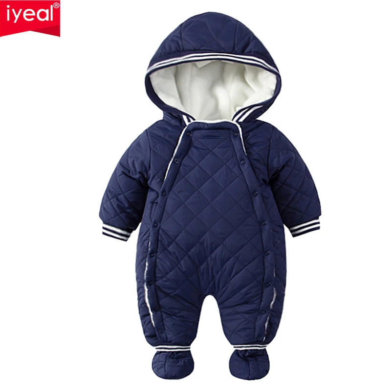 IYEAL детские комбинезоны, зимняя плотная одежда для альпинизма теплый комбинезон для новорожденных мальчиков и девочек, модная верхняя одежда с капюшоном для детей от 0 до 24 месяцев