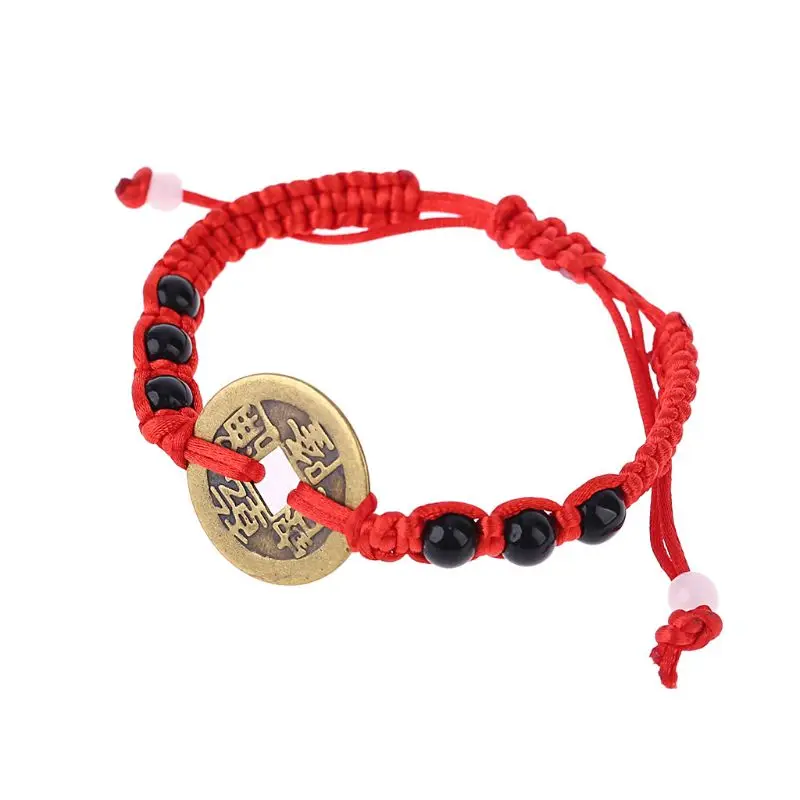 

Chinese Feng Shui Wealth Lucky Copper Coin Pendant Red String Bracelets Jewelry