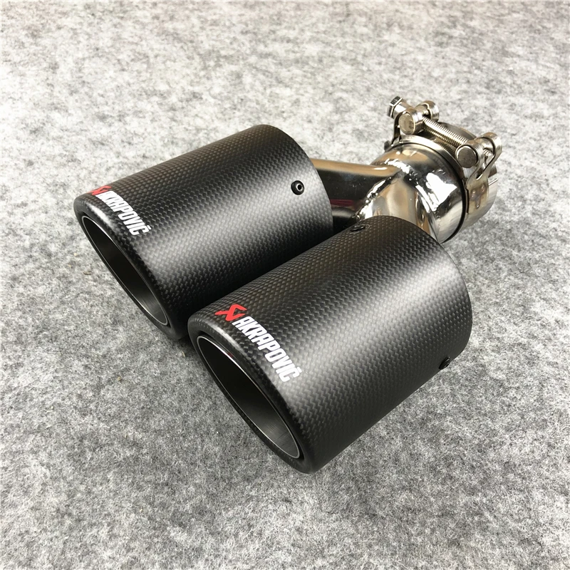 1 шт. Akrapovic матовый двойной выхлопной наконечник углеродное волокно Универсальный выхлопной трубы хвост автомобиля глушитель наконечники насадки хвост - Цвет: B-Curly edge