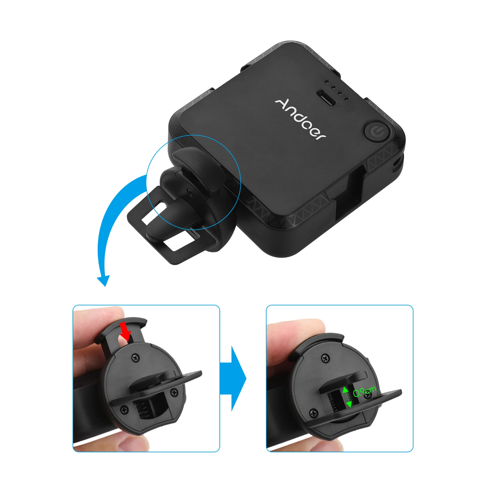 Andoer 라이브 스트림 비디오 촬영 회의용 미니 LED 조명, 밝기 조절 가능, 3 콜드 슈 마운트, W36, 5600K