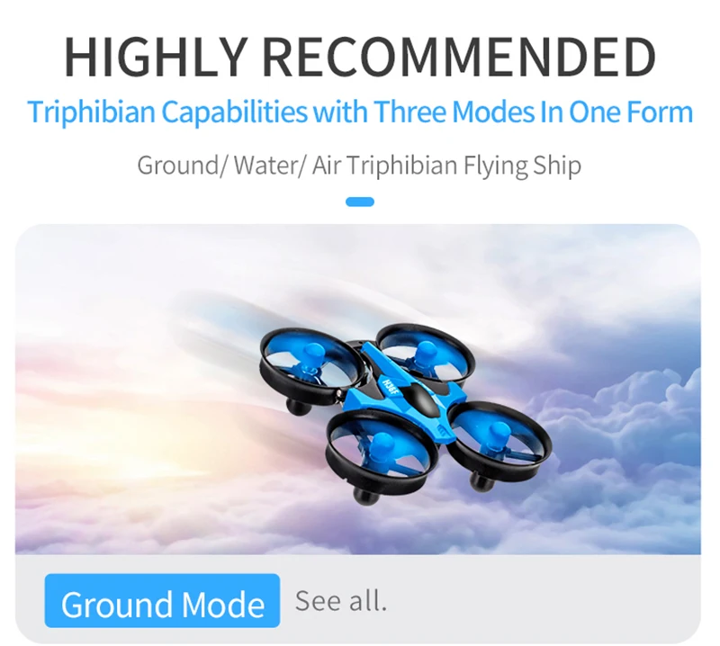 JJRC H36F 2,4G автомобиль Дрон лодка 3в1 многофункциональные игрушки с дистанционным управлением с безголовым режимом 3D переворачивания и классный светильник