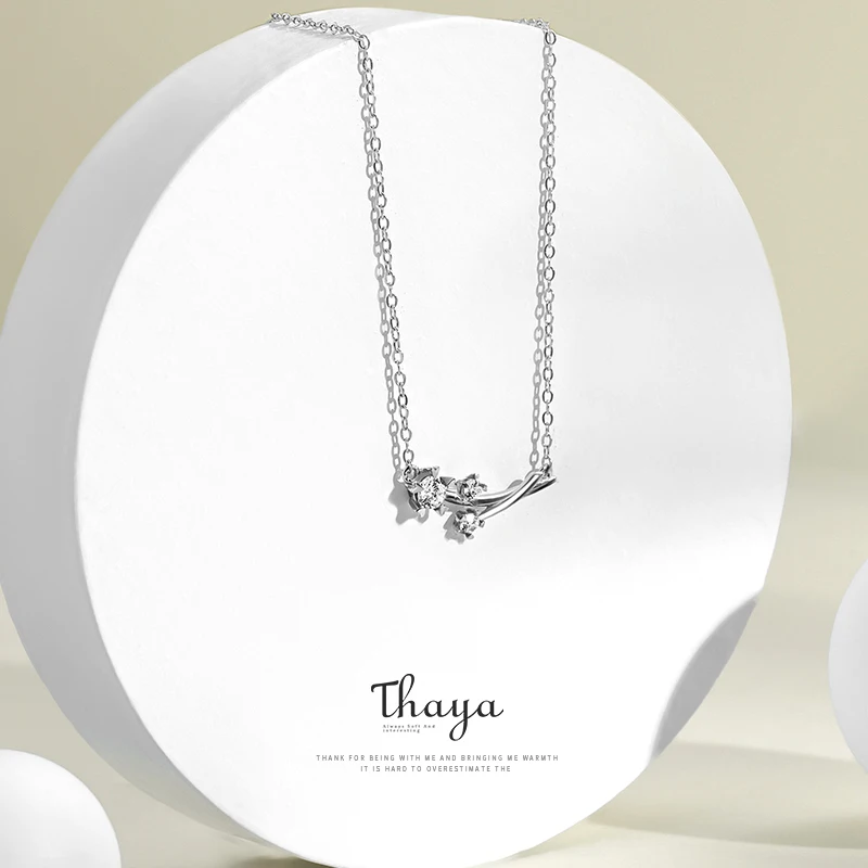 Dandelion Necklace Thaya Одуванчик, обручальные ювелирные наборы, 925 пробы, серебро, циркон, белое кольцо, ожерелье, наборы для женщин, элегантные ювелирные изделия - Цвет камня: Dandelion Necklace