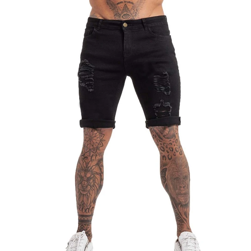 NOVEDAD DE VERANO 2020, pantalones vaqueros cortos elásticos para hombre, pantalones cortos ajustados casuales a la moda, pantalones vaqueros negros, ropa de marca para hombre|Pantalones cortos| - AliExpress