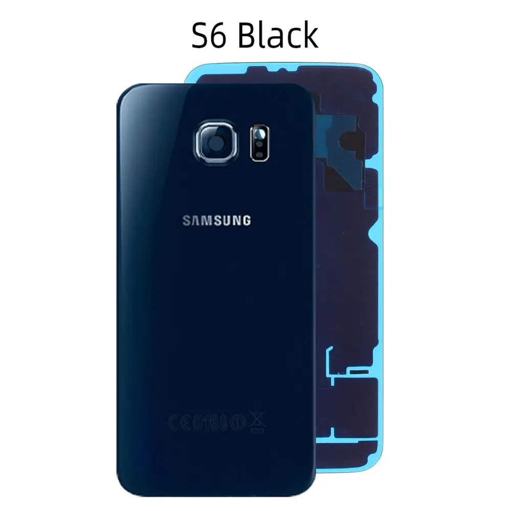 Задняя крышка батарейного отсека для samsung Galaxy S6 задняя крышка корпуса батарейного отсека чехол запасные части - Цвет: Black S6