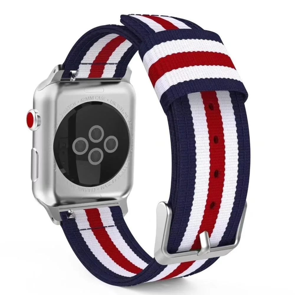 Нейлоновый ремешок в полоску для Apple Watch 5 4 3 2 1 цветные полоски 38 мм 42 iWatch полосы 40 44