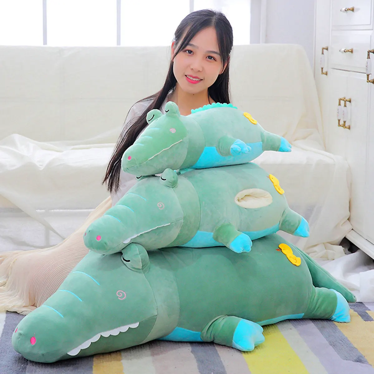 

Elephant Doll Plush Toys Crocodile Doll Baby Pacify Pajama Bolster Infant to Sleep with Doll
