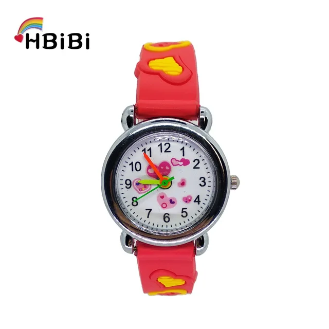 Высококачественные брендовые Детские часы HBiBi с зелеными растениями и грибами, детские наручные часы, модные резиновые детские часы для мальчиков и девочек - Цвет: Red