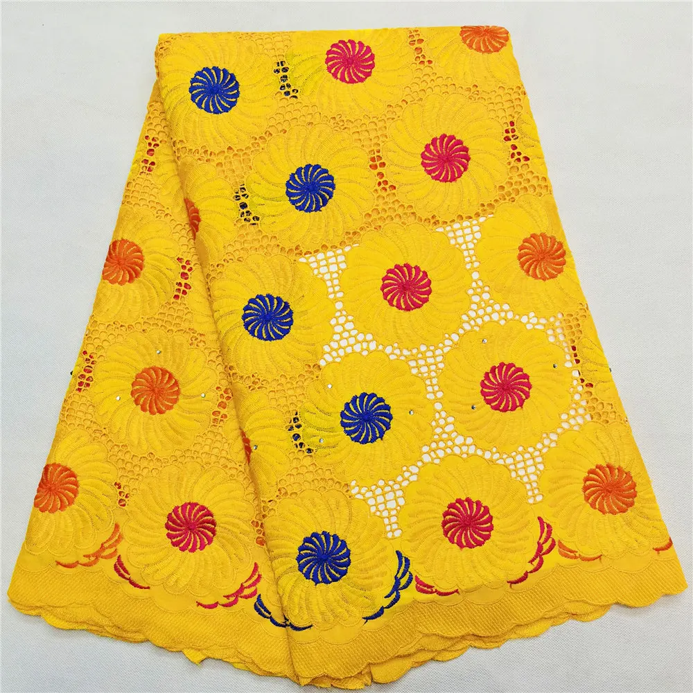 

Gold Eyelet Cotton Swiss Dry Lace In Switzerland Nigeria High Quality Swiss Voile Lace Material for Men's Lace Fabrics V629