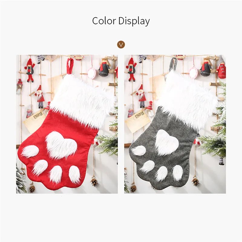 Рождество длинношерстных собак коготь носки рождественские носки рождественский елочные украшения детские подарочные пакеты носки для питомцев сумки конфеты@ B