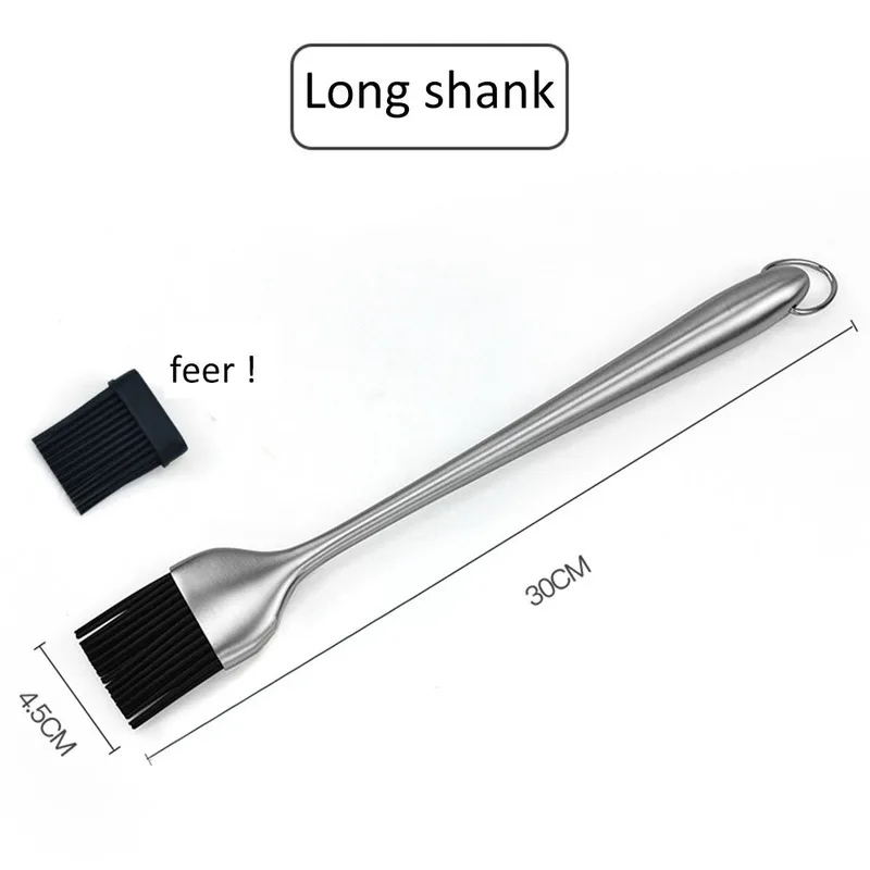 High Temperature Stainless Steel Barbecue Brush with Grill Brush Soy Sauce Brush Barbecue Oil Cream Silicone Tools Brush Set