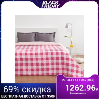 

Bedspread Save and I euro maxi "Cage", red-white, 240x210 ± 5cm, novosatin