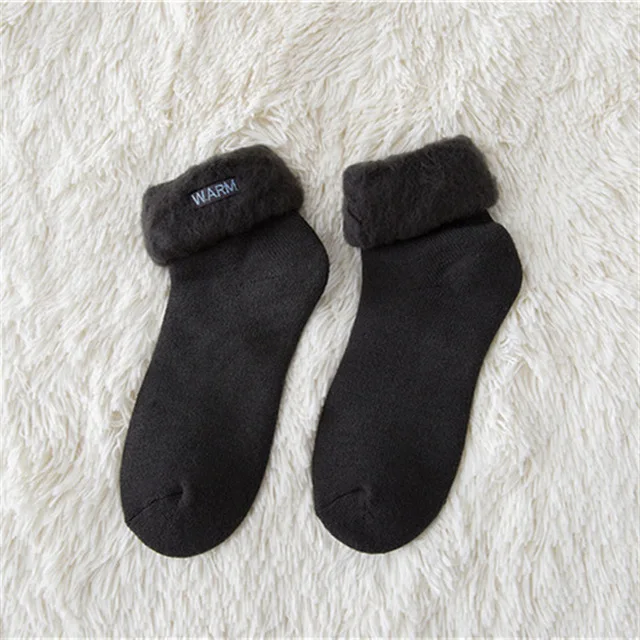 Зимние толстые шерстяные носки женские бархатные длинные носки зимние теплые забавные носки Femme Calcetines Mujer Рождественский подарок - Цвет: dark gray