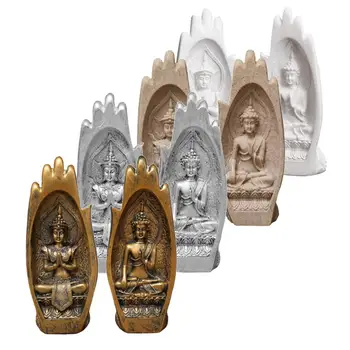 

1 Pair Buddha Sitting in Hand Sculpture Artistic Asian Buddha Statue Figurines