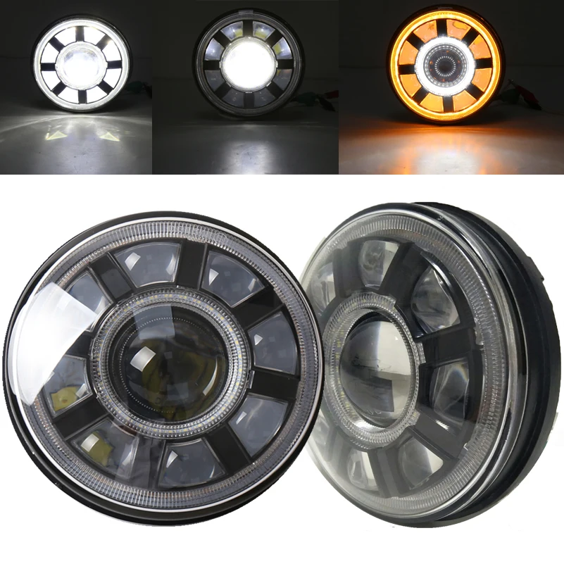 

For Land Rover Defender 60W 7 inch led DRL Halo Headlight for Lada Niva Jeep Wrangler Suzuki Samurai 4X4 Off road car turn light