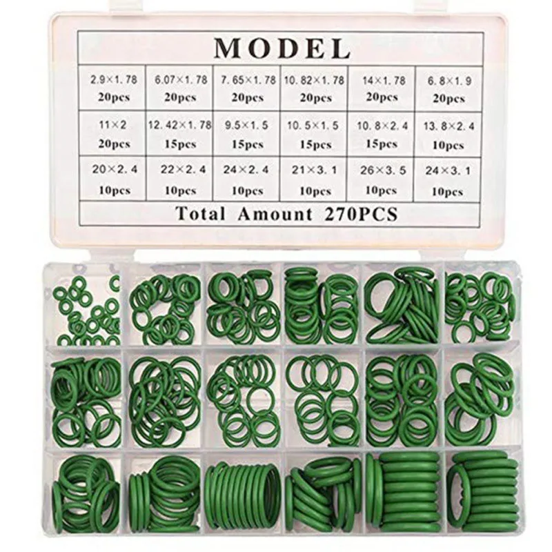 270 шт. уплотнительное кольцо для кондиционера, 18 сеток, уплотнительные резиновые прокладки, резиновая шайба, ассортимент стандартных деталей, уплотнительное кольцо, прокладки Sets2