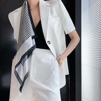 

Women OL Work Casual Suits Elegant Lapel Short Sleeve Coat Top + Fashion Female Sweet Shorts Office Two Pieces Sets