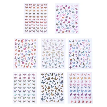 

8Pcs Butterfly Pattern Convenient Laser Durable Helpful Holographic Premium Useful Manicure Decal Nail Sticker for Ladies Girls