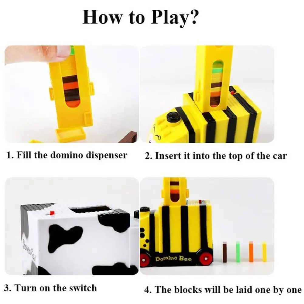 

Domino Train Toy Set Rally Electric Train Model with Pcs Domino Stacking Truck Car Building 100 Vehicle Game Colorful Block F5Q5
