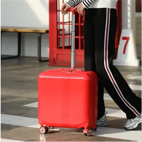 KLQDZMS 18 дюймов ABS+ PC чемодан на колёсиках spinner для девочек, чемодан для путешествий, женская сумка на колесиках, посадочная коробка - Цвет: red
