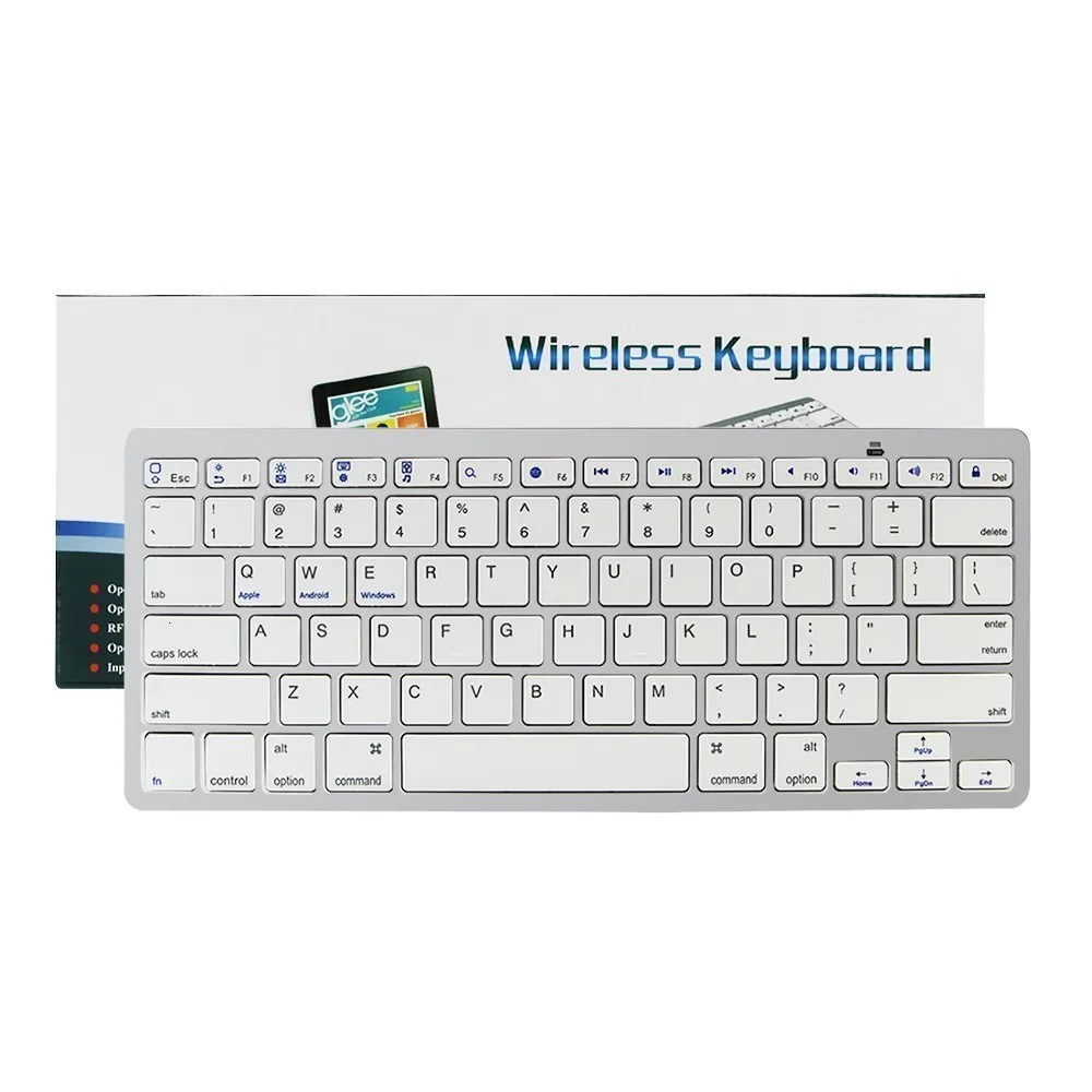 Bluetooth беспроводная Тонкая клавиатура для планшета Английский Русский Арабский испанский французский немецкий Мини Портативный многоязычный ПК клавиатура - Цвет: English