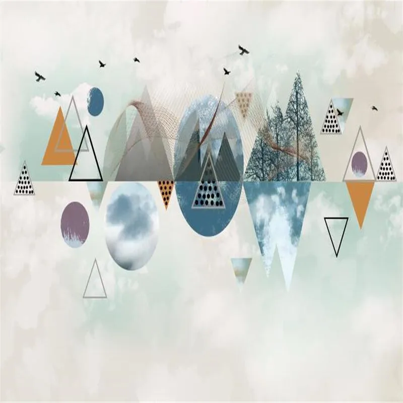 Large 3D wallpaper mural custom Nordic modern personality geometric mountain background wallpaper mural