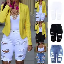 Женские повседневные однотонные отбеленные мини-шорты со средней талией, весенние, летние, Осенние повседневные джинсы на молнии и пуговицах