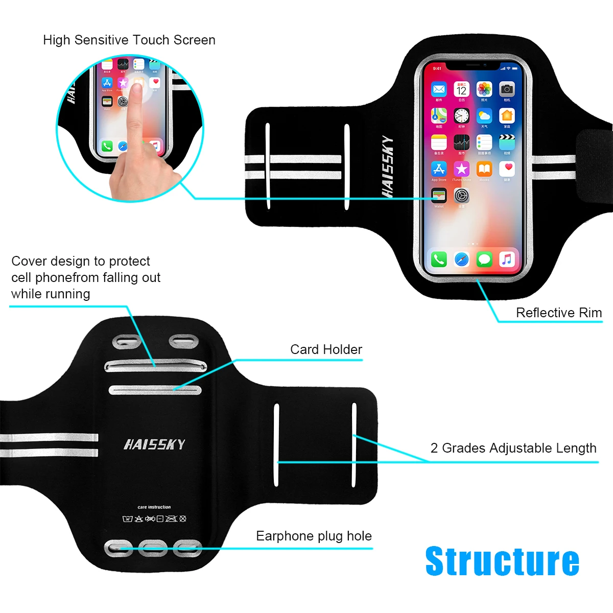 Спортивные нарукавники Haissky для бега iPhone 11 Pro Max X XR 8 7 6 Plus, нарукавная повязка для спортзала, фитнес-браслет для samsung S10 S9 huawei P30 P20 Lite