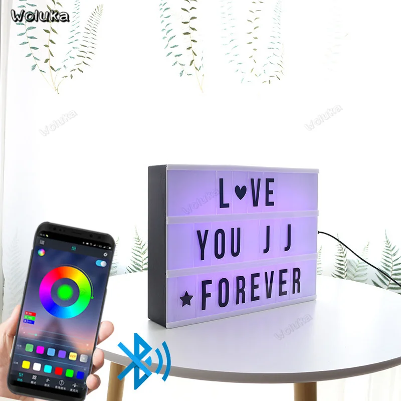 Светильник управления Bluetooth-коробка-лампа буквы-карты Led RGB Комбинация DIY A4 цифры-символы батарея-Питание от Usb CD50 W05