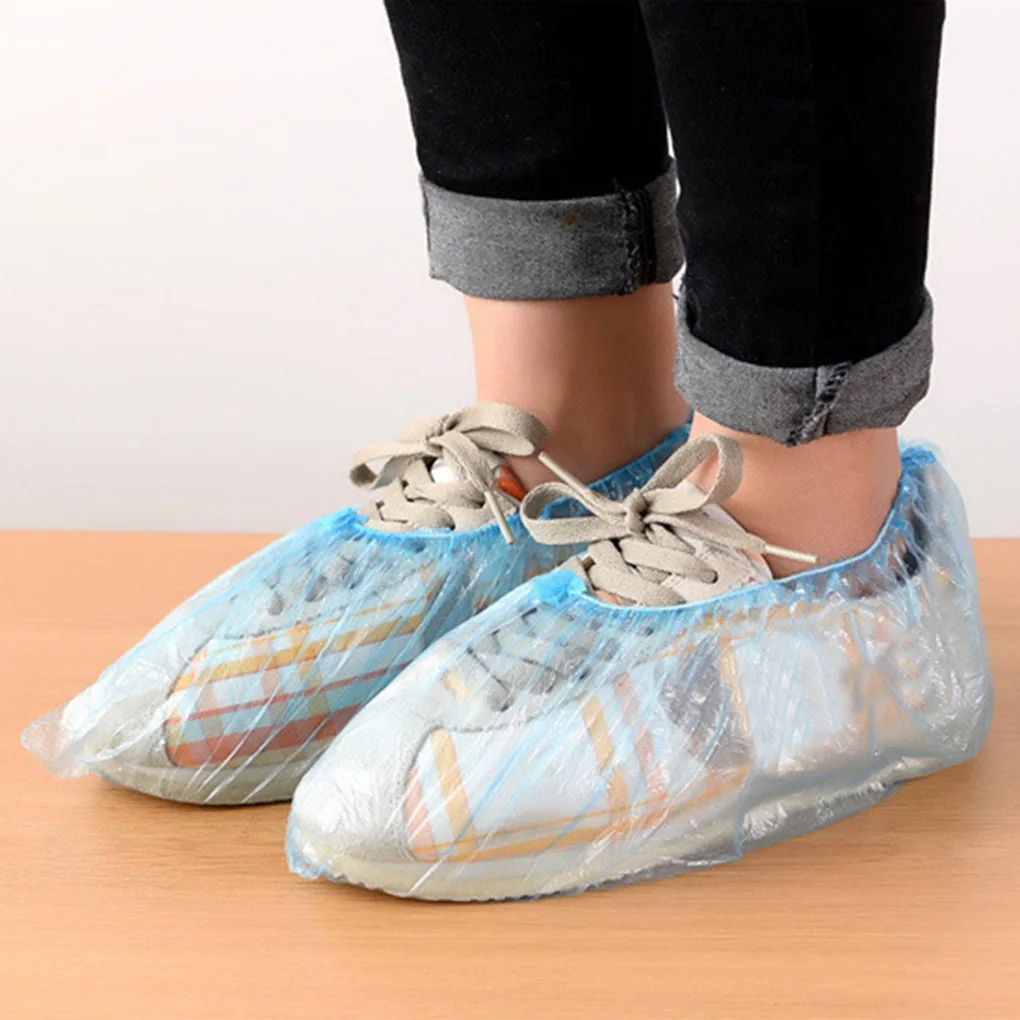 Disposable Shoes Covers Blue Plastic Thick Waterproof shoe covers Indoor Protect Home Floors Outdoors Water Resistant Cover