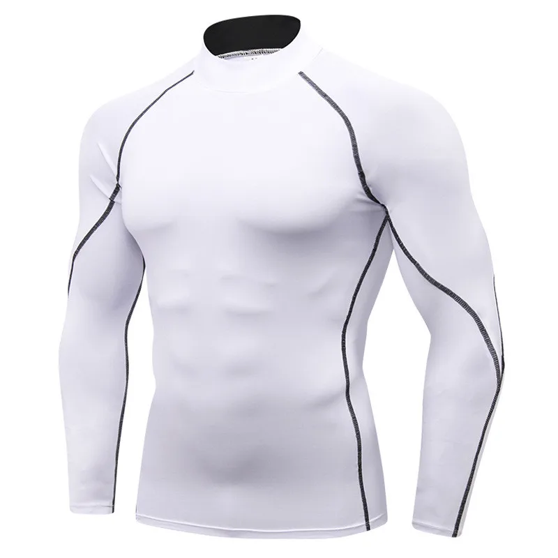 1058white shirt Fanceey, зимнее термобелье с высоким воротником, мужские кальсоны, мужская рубашка Рашгард, леггинсы, теплое Спортивное компрессионное термобелье, термо - Цвет: 1058white shirt