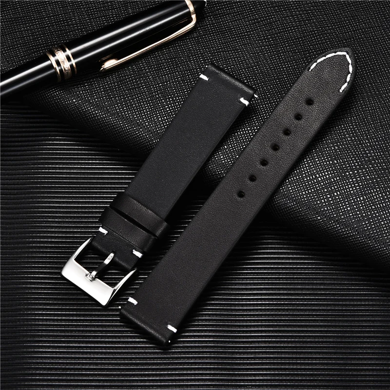 Elegant Genuine Leather Quick Release Watch Strap - Unisex Replacement Band